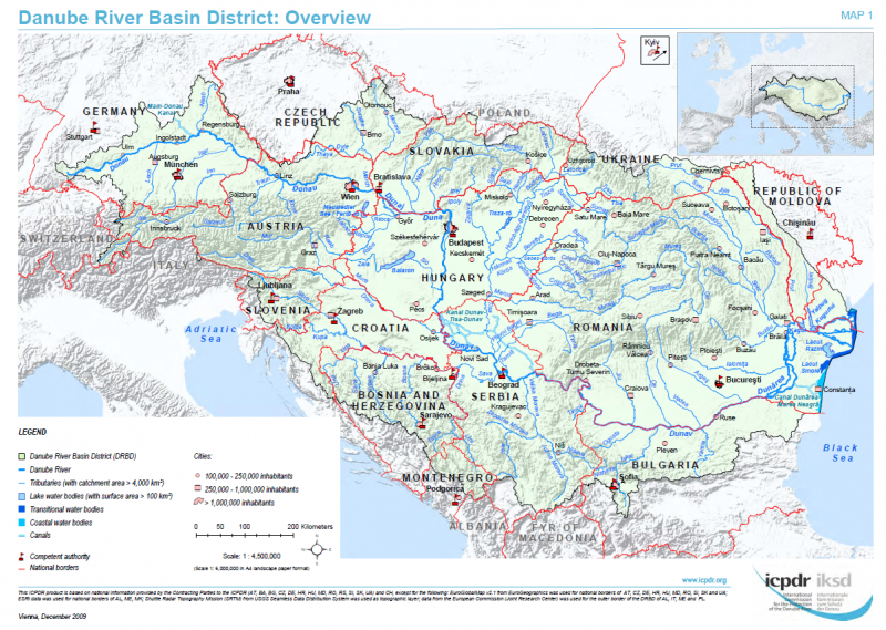 A Duna Vízgyűjtőkerület átnézeti térképe